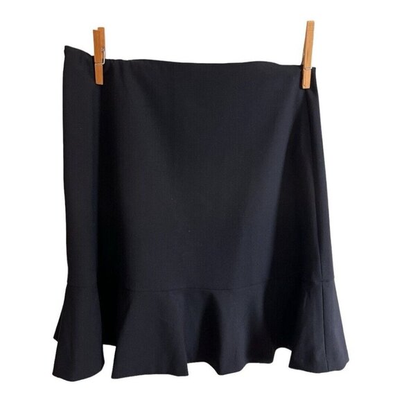 Vince Camuto Essentials Womens Miniskirt~Size 0~Rich Black Ruffle Flare Bottom - Picture 2 of 6